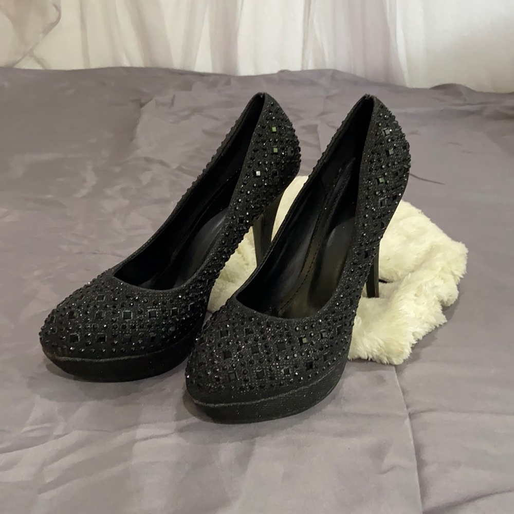 Rhinestone black heels